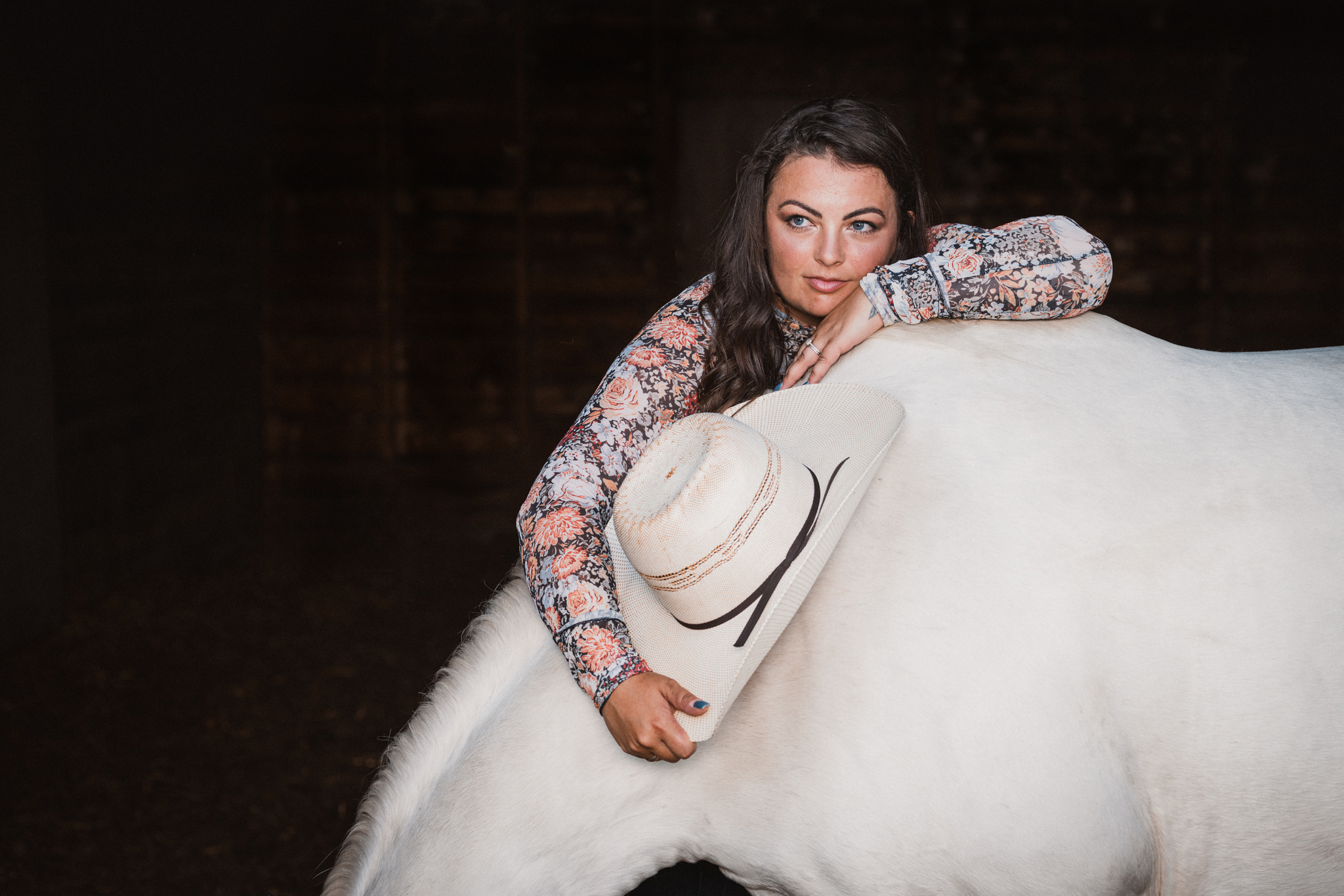 Brand session of a western woman connected with her horse