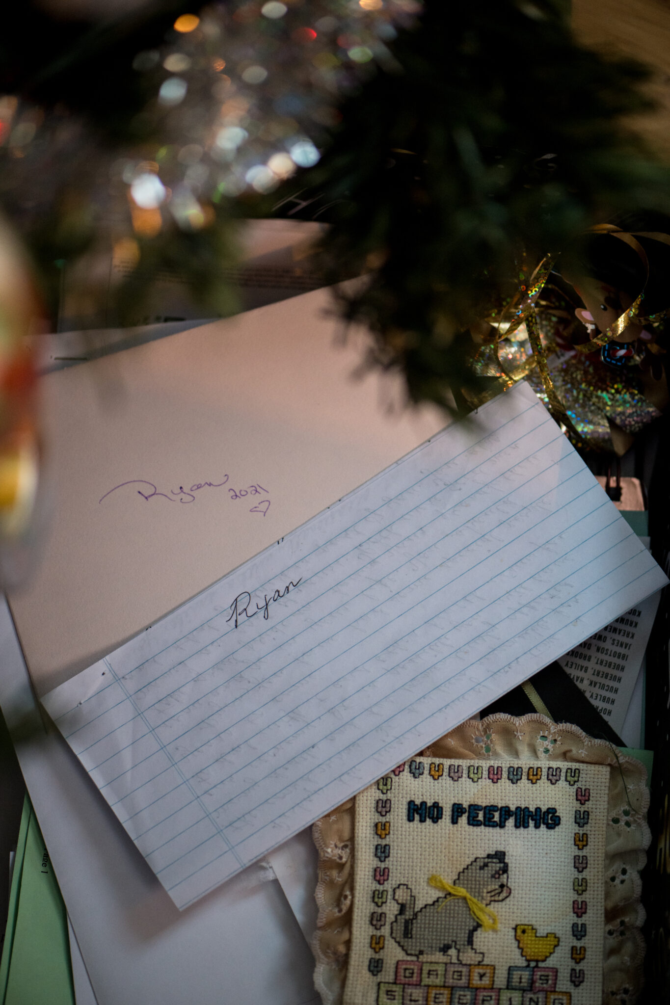 a memory box with letters from family, friends and teachers